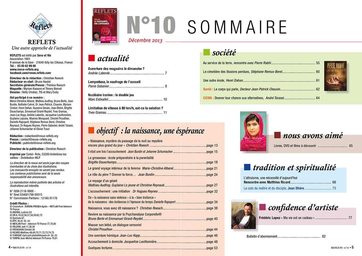 Sommaire Revue Reflets n°10