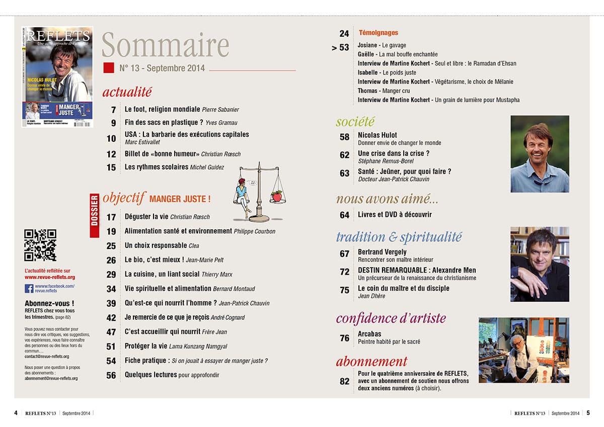 Sommaire Revue Reflets n°13