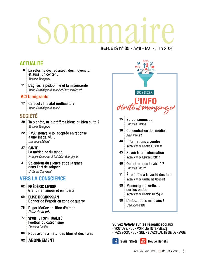 Sommaire Revue Reflets n°35
