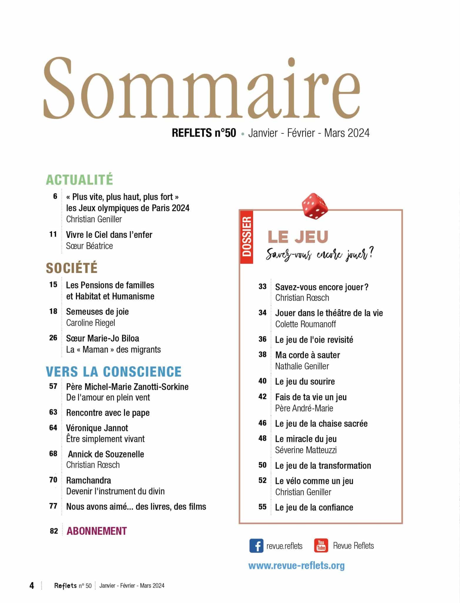 Sommaire Reflets n° 50